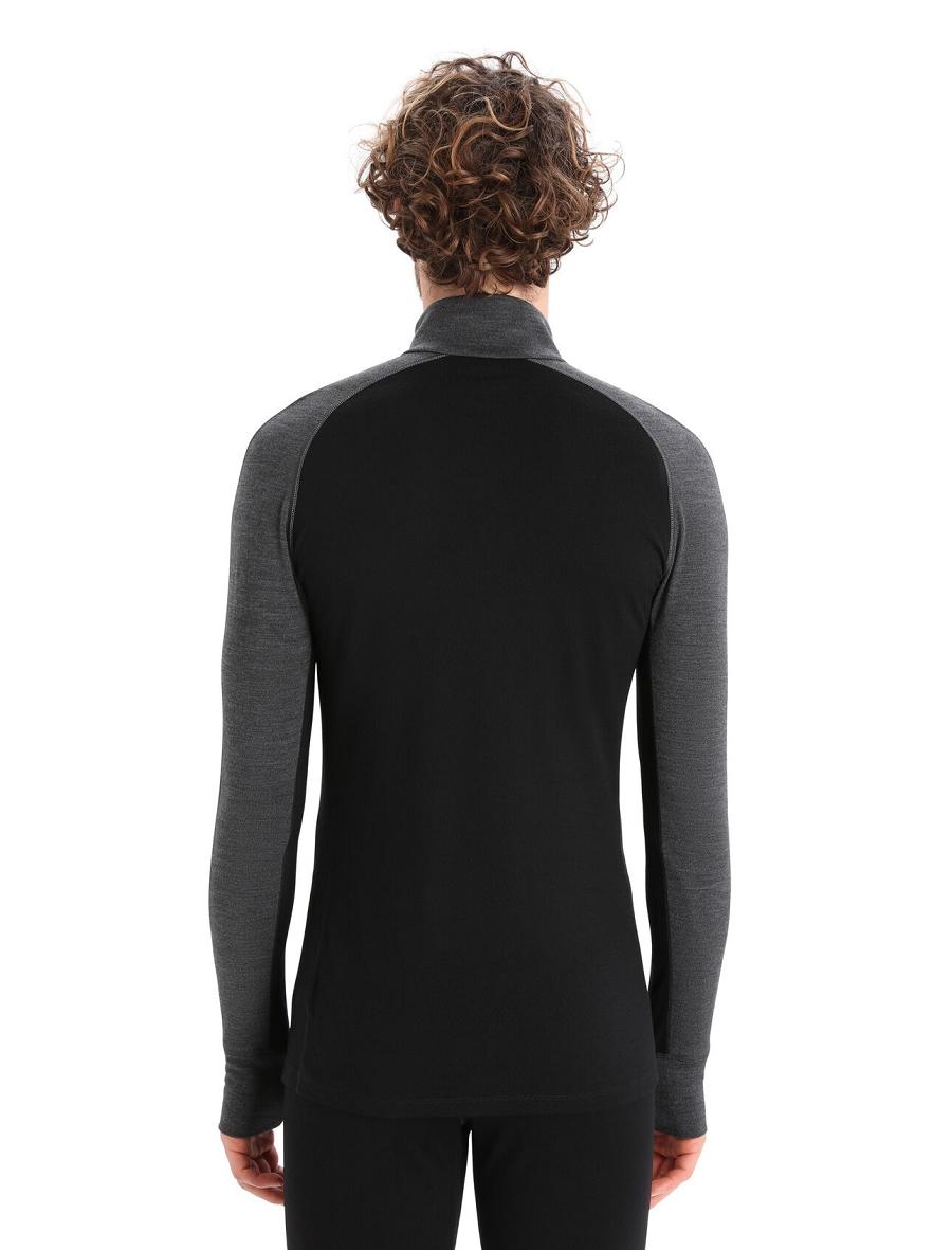 Jet Heather / Black Men's Icebreaker 260 ZoneKnit™ Merino Long Sleeve Half Zip Base Layers | USA 1325JPQJ